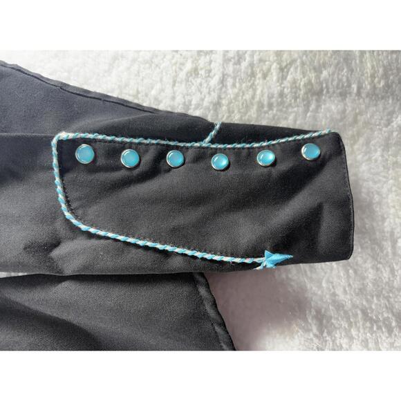 Panhandle Slim Pearl Snap Embroidered Womens Button Up Western Black Blue Medium - Picture 6 of 7
